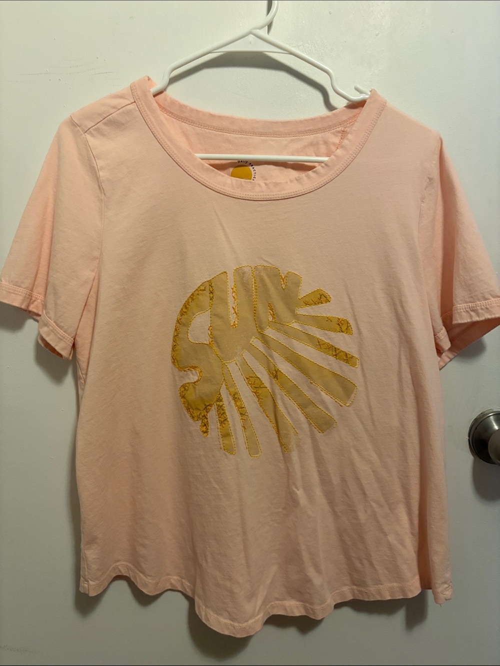 DAILY PRACTICE Pink Graphic Tee with Yellow SUN Large